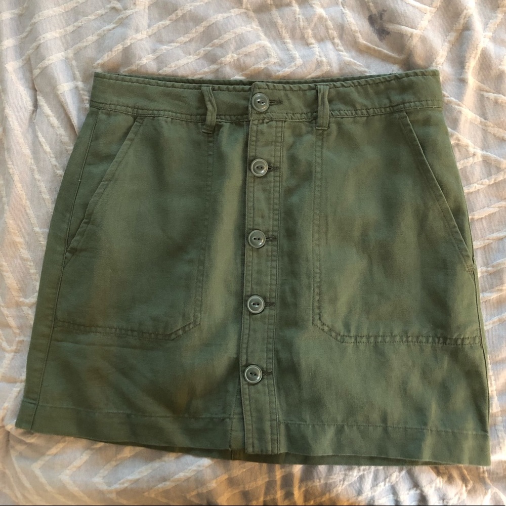 Sanctuary Linen Button Front Mini Skirt